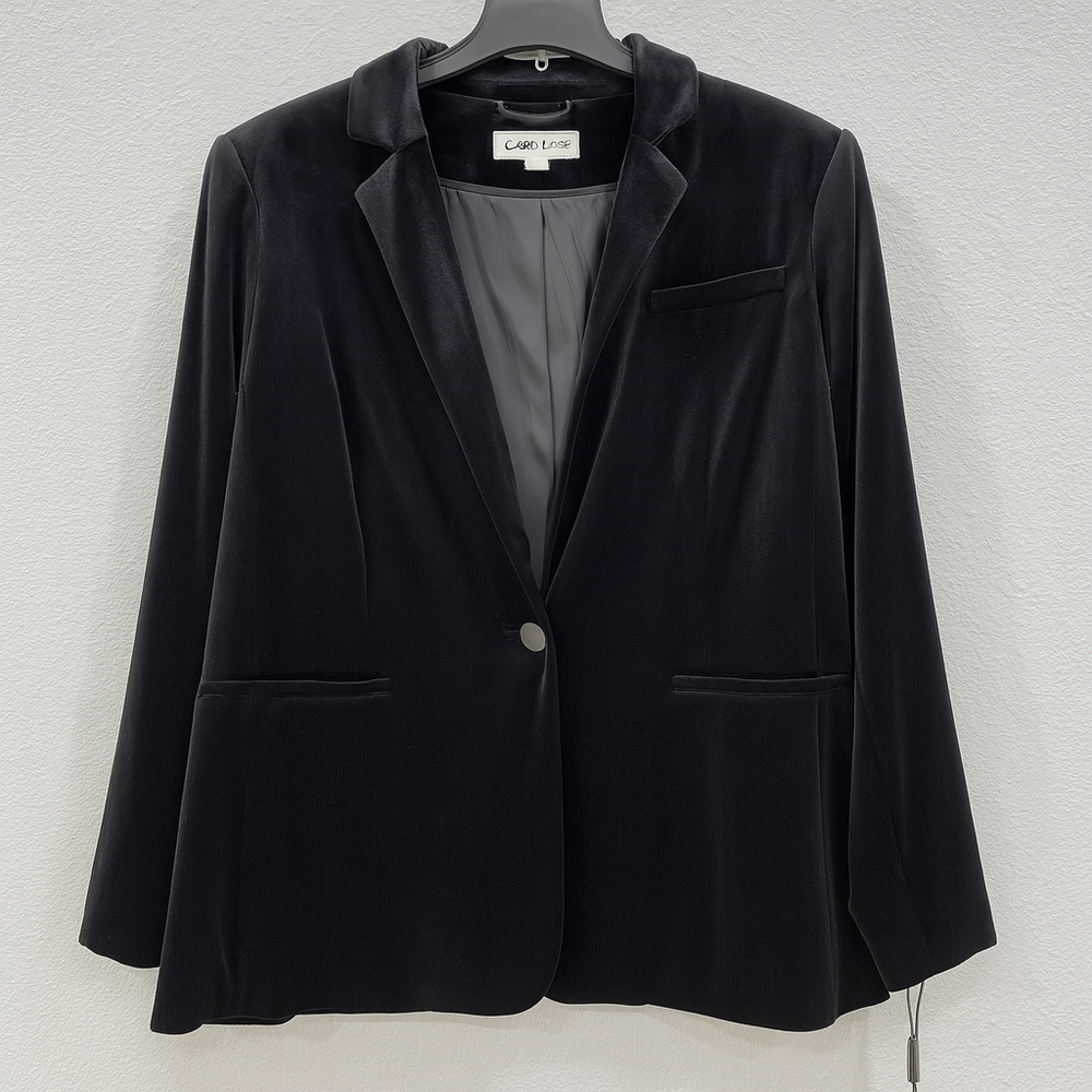 Calvin Klein Velvet  Black Blazer Jacket Womens Plus Size 22W Clasic Formal